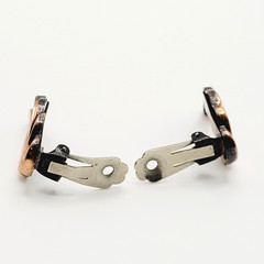 Modernist Copper Wings Climber Style Clip On Earrings Artisan Style Unsigned