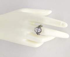 Vintage Elegant RING Silver 925 with Big Bright Stone -size: 8.25US (18mm) | #91