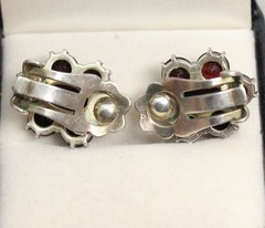 Garnet 800 Silver Vintage Clip On Earrings