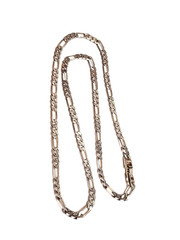 Vintage Classic Retro Style Chain Figaro Link Necklace Silver Tone Metal 22″ GUC