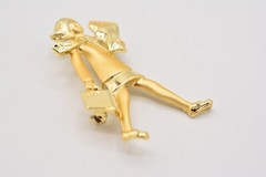 AJC Vintage Boss Lady Pin Brooch Bringing Home Bacon Woman VIP Signed NOS BinA3