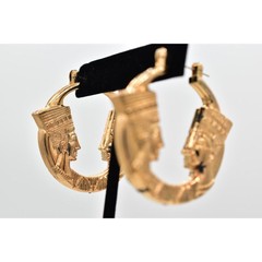 Luxor Vintage Earrings Gold Pharaoh Egyptian Chunky Dangle NOS 1990s A22