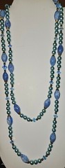 Gorgeous Blue Green 1950s-1960s Mid Century 54″ Necklace. Possibly Japan.
