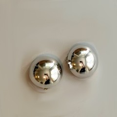 Vintage Coro Chrome Domed Round Clip On earrings Mod