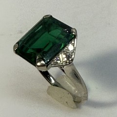 Antique American Art Deco 30s White Gold Natural Diamond Ring 3.6 Gram Size 6.25
