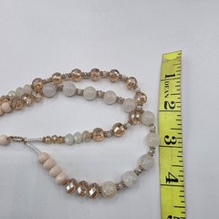 Womens Gold Tone Chain Two Strand Rhinestone Pendant Beaded Necklace Chic 22″