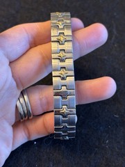 DAMAGED VTG MILOR ITALY STAINLESS 18K NORTH STAR EXPANDABLE BRACELET *23.7 gm*