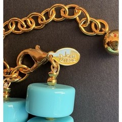 VTG Joan Rivers Graduated Disc Acrylic Lucite Necklace Turquoise Chunky 24″