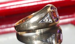 10k yellow gold ring 1.12ct amethyst diamond size 9.25 handmade 3.85gr N3112D