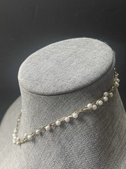 Vintage Faux Pearl Braided Necklace Woven Chain Gold Tone Career Wedding