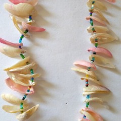 Vintage Dyed Seashell Shell Necklace Fringe Boho Beach Coastal Mermaidcore Beach