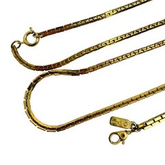 Vintage Gold Tone 59” Box Chain Opera Length Necklace and Monet Tag Bracelet