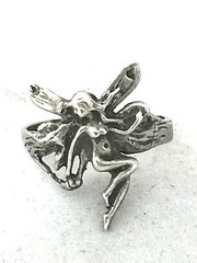 Vintage Sterling Silver Fairy Ring w Wings Size 6 Figurative female size