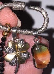 OOAK Diamond Watermelon Tourmaline Crystal Clover Vintage Pendant Charm Necklace