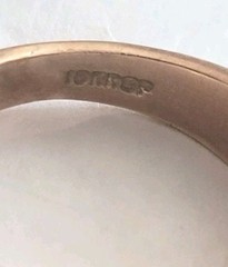 Vintage 18K Rolled Gold Plate Ring Wt 7.4 Grams Mop Inlay / Rhinestone Size 8