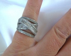 Sterling Silver 925 Multi Row Baguette CZ Highway Ross Simons Ring Size 6