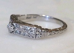 Antique Art Deco Platinum Diamond Wedding Engagement BAND Ring Estate Fine