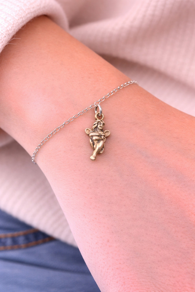 Vintage Sterling Silver Angel Fairy Charm Pendant