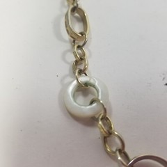 Signed Mother of Pearl Disk Necklace Gold Tone Costume Cookie Lee Circle Circlet