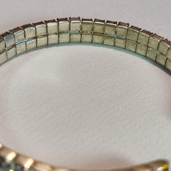 1950s Vintage Bangle Bracelet with a Double Row of Clear Rhinestones