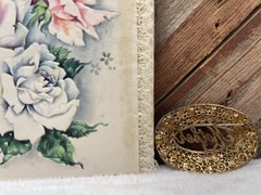 Lot Of 2 VTG 1948 Mother’s Day Card And Vintage “Mother” Brooch Pin Rhinestone