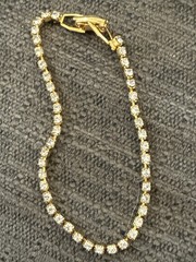 Vintage Faux Gold Bracelet w/Faux Diamonds costume jewelry 7 inches