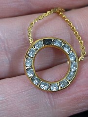 Vintage Gold Tone Rhinestone Round Circle Choker Necklace 15 in