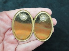 Vintage 1980’s Gold Tone Black w/Teal & Green Oversize Pierced Earrings