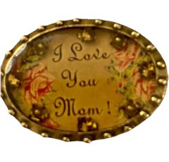 VTG Maximal Art Jewelry “I Love You Mom” Brooch/Pin w/ Rhinestones, Mother’s Day