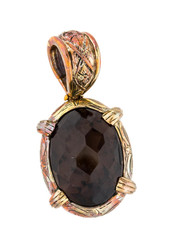 DWECK SMOKEY QUARTZ PENDANT VINTAGE HINGED CLIP SIGNED