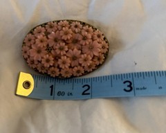 VTG Rare Miriam Haskell Unsigned Wired Gold Tone Celluloid Flowers Brooch Estate