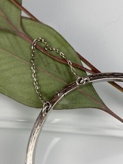 Vtg Sterling 925 Solid Silver Hinged Bangle 6.75″ Bracelet 5.2mm Signed TOB 6.8g