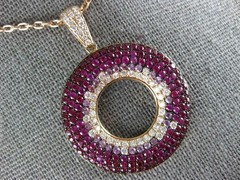 LARGE 3.51CT DIAMOND & AAA RUBY 18KT ROSE GOLD MULTI ROW CIRCLE OF LIFE PENDANT