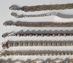 Vtg Sterling Silver Gold Tennis & Chain Bracelets Lot of 10 Diamond CZ Topaz