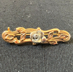 Pin Silver Tone Rose With Gold Tone Leaves