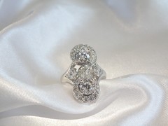 Vintage Sterling Silver 925 CZ Large Antique Style Ring Size 6