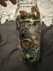 Mystery estate jewelry Jar Untested Wearable Vintage Modern 45pieces