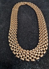Vintage Classic Panther Chain Link Statement Goldtone Chocker Necklace