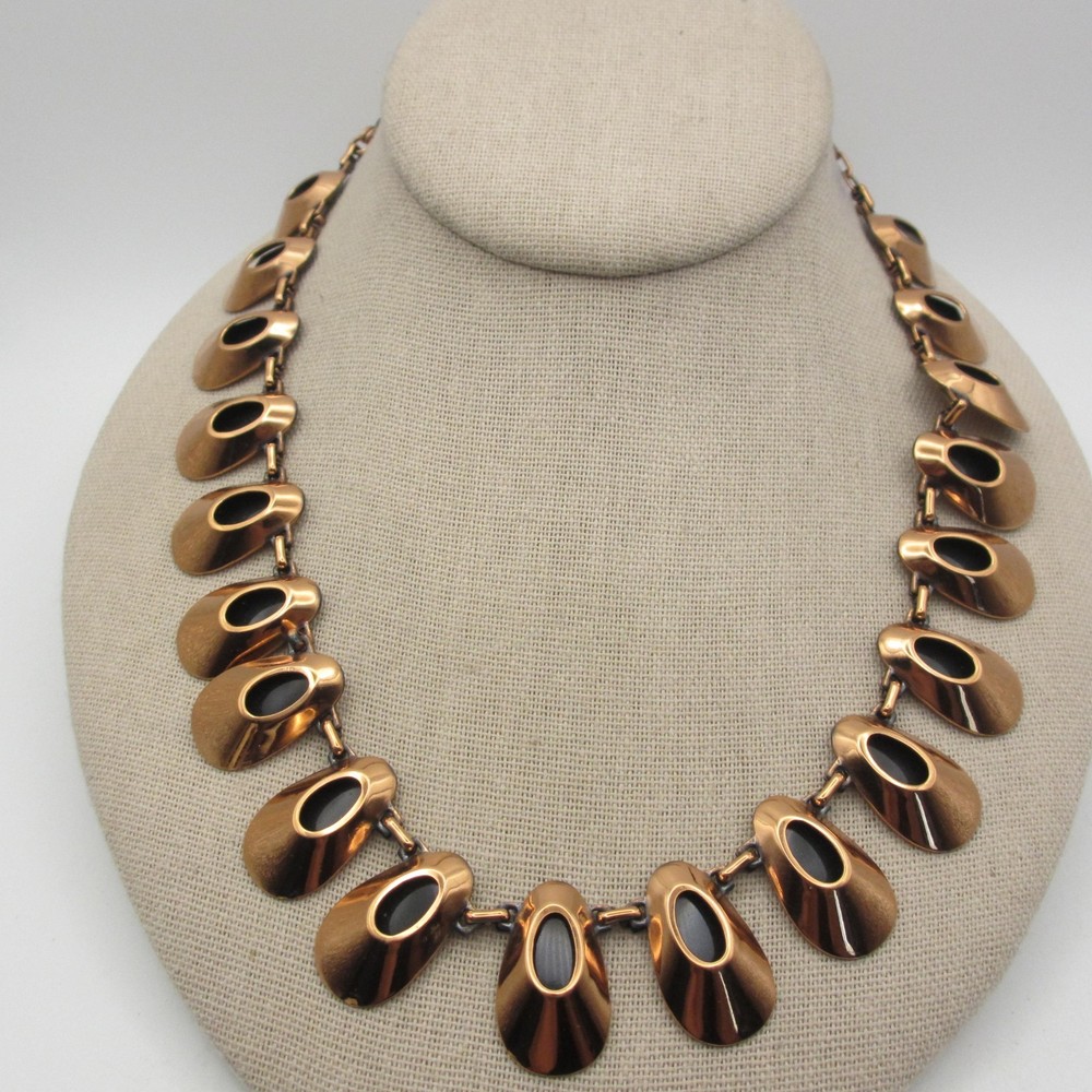 Vintage Renoir Necklace Black Inlay MCM 18 Inch