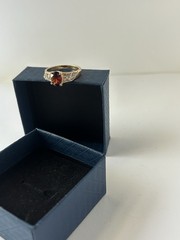 Vintage Red Cubic Zirconia Ring Gold Plated Womens Size 8.5