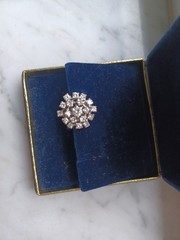 Funky 1950s Midcentury 14K White Gold Diamond Cluster Vintage Dome Cocktail Ring