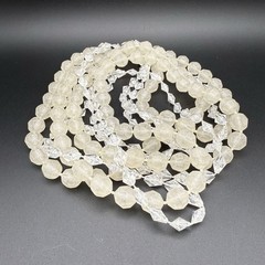 Vintage Frosted Lucite Beaded Necklace Multi Strand Clear Faceted Crystal Style