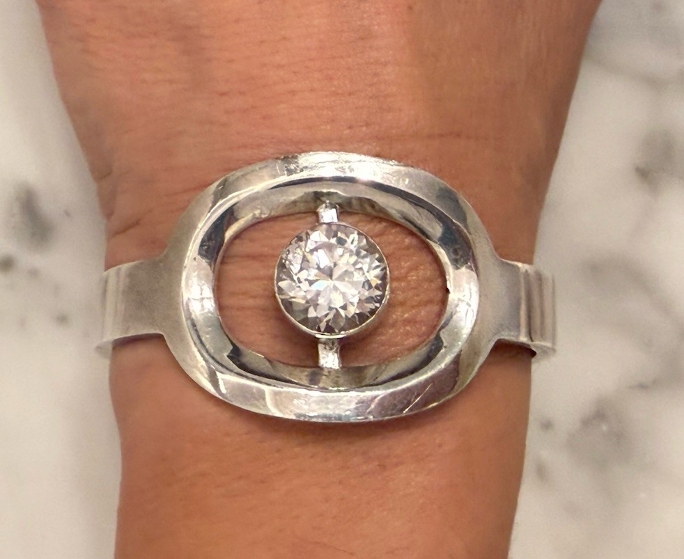 Vintage ALICIA TD-27 Signed TAXCO Mexico 950 Silver Modern Chunky Bracelet 73g