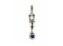 Art Deco Sapphire Pendant Necklace 2.65ct Platinum Original 1920’s-1930’s