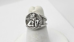 Designer Vintage Shube’s Dakota West Sterling Silver Cherub Angel Ring Size 5