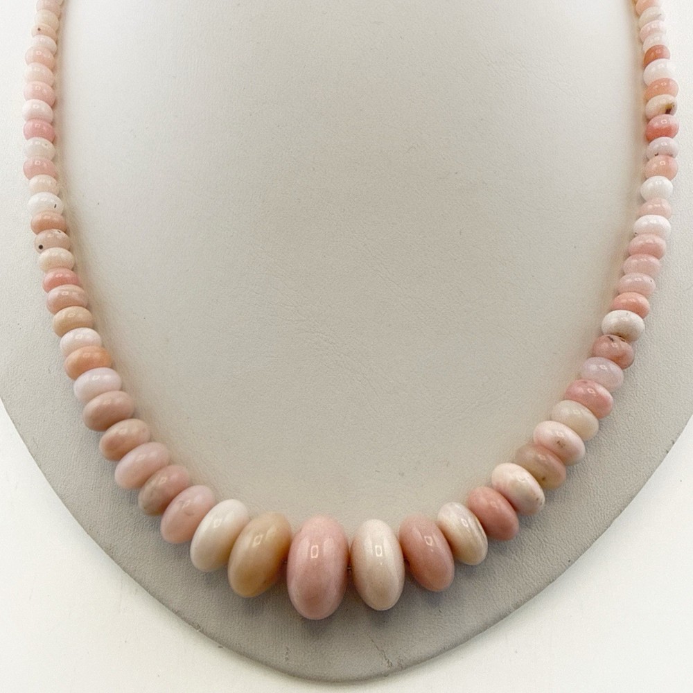 Jay King Necklace Pink Opal Graduated Disc Coin Sterling Silver Beaded 925