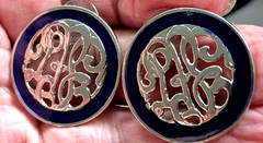 Vintage Cobalt Blue guilloche Enamel silver filigree Earrings pierced BEAUTIFUL