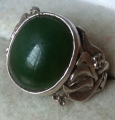 RARE Elegant Nephritis stone RING SILVER ANTIQUE size 12 Jewelry