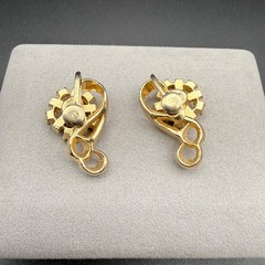 Vintage Gold Tone Crystal Rhinestone Starburst Screwback Earrings Mid Century 1″
