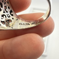 Sarda Sterling Silver Ring Melon Quartz Pebbled Size 10 JTV Caviar Bali 925